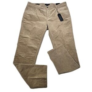 Bloomingd@les Mens Store Corduroy Pants Mens 40x32‎ Brown Tan Slim Fit NEW